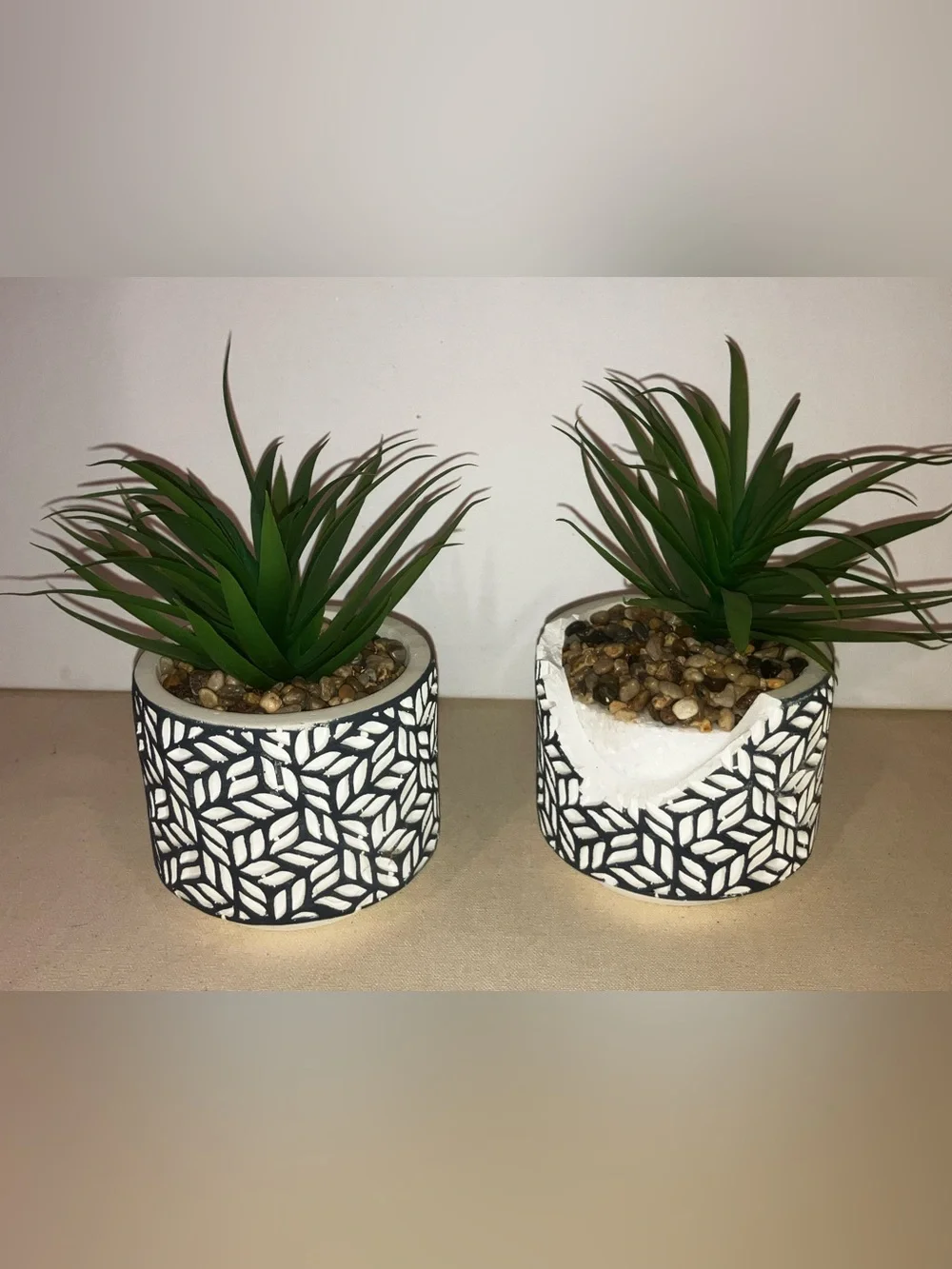 Modern Geometric Ceramic Succulent Planter - Set of 2
